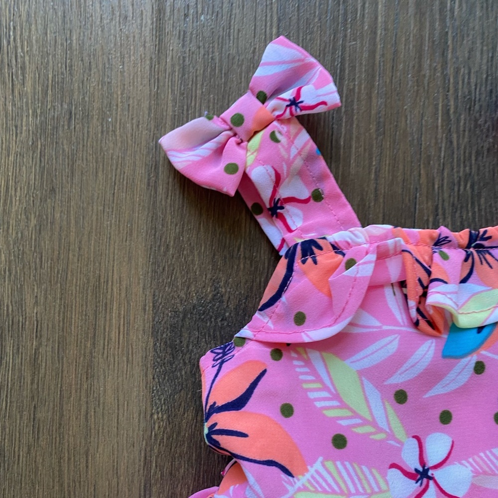 EUC Pink Floral Ruffle Romper - Picture 5 of 5